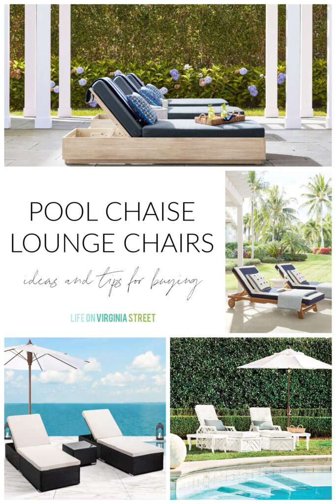 A collection of beautiful pool lounge chairs as well as ideas and tips for purchasing. Includes teak chaise lounge chairs, eucalyptus outdoor furniture, powder-coated aluminum pool chair frames, Bermuda style chaise lounge chairs and more!
