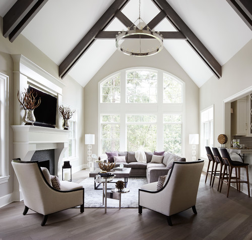 Sherwin Williams Revere Pewter Living Room - Photo by Summit Signature Homes, Inc.