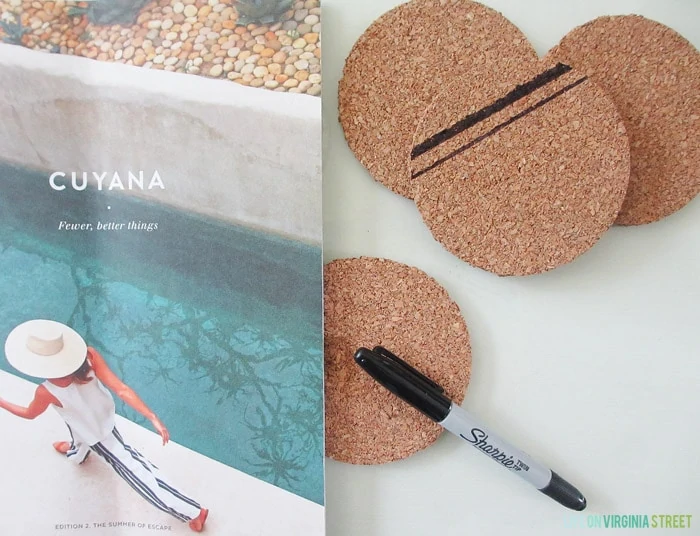 DIY Cork Coasters - Drawing Patterns - Life On Virginia Street