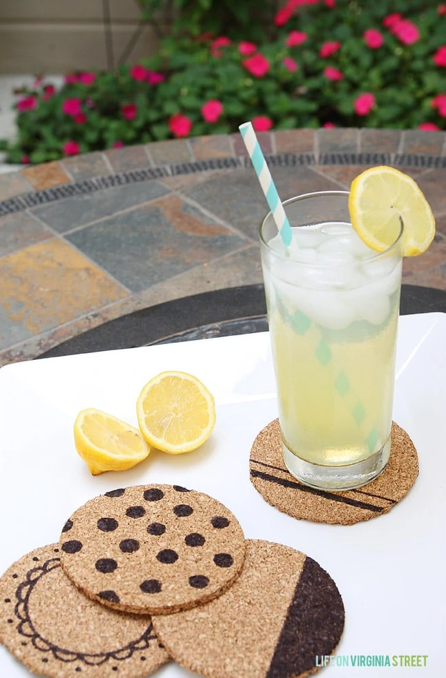 DIY Cork Coasters - Great for Outdoor Use - via Life On Virginia Street