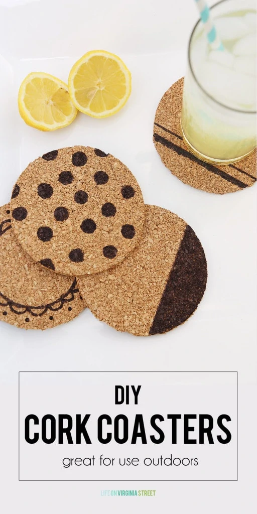 DIY Cork Coasters - Great for Use Outdoors! - via Life On Virginia Street