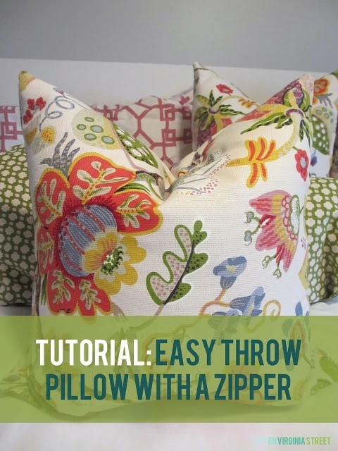 Easy Throw Pillow With a Zipper Tutorial poster.