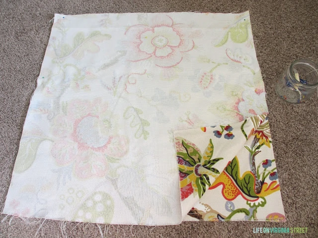 Pinning the fabric together.